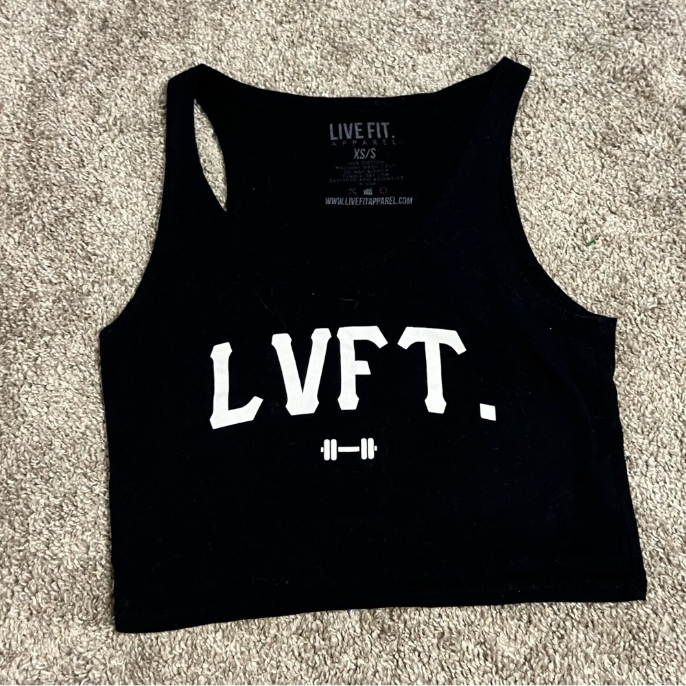 Black racerback LVFT workout gym crop top